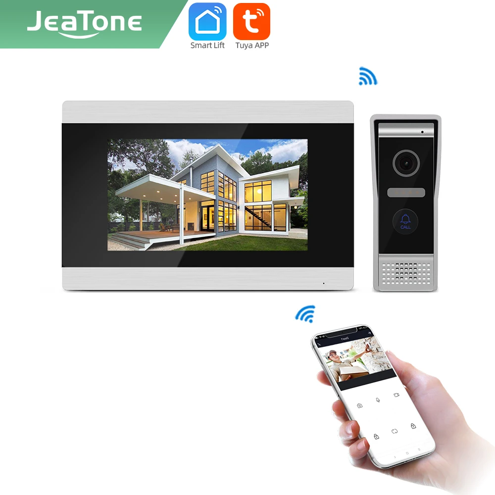 Jeatone Tuya smart 7 дюймов Wi-Fi видеодомофон для домашней безопасности домофон