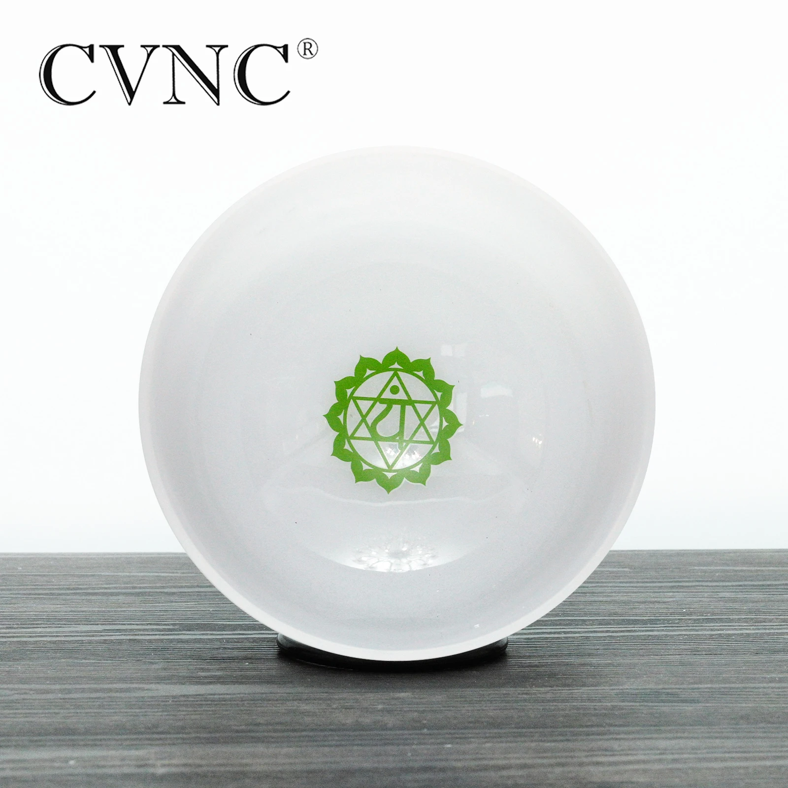 CVNC 8 дюймов F сердце зеленая чакра символьный узор кварцевый кристалл поющая чаша