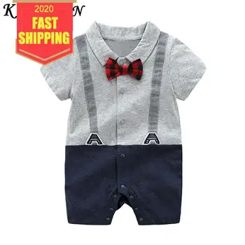

Keelron 2020 Baby Boy Clothing Cotton Short Sleeved Kids Clothes Patchwork Baby Rompers Gentleman Boy Romper Infantil Baby Suit