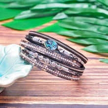 Модный многослойный Браслет-манжета в богемном стиле, ювелирные изделия, Браслет-манжета в стиле барокко с жемчугом и кристаллами, браслет из бисера, Стразы ручной работы на магните