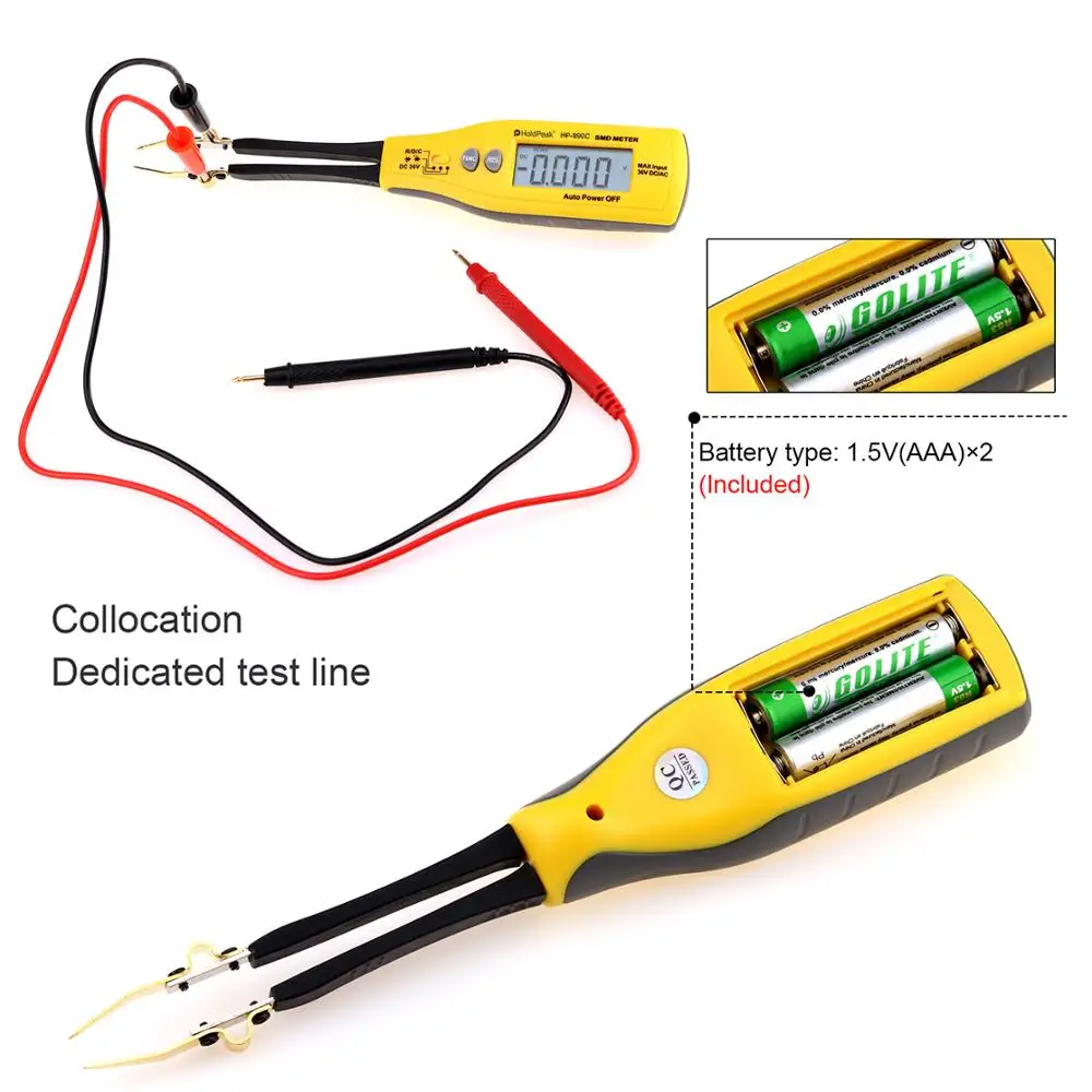 Digital SMD Tester Capacitance Meter Resistance Meter Diode/Battery Test with Carry Box Power Battery Teste,rHoldPeak HP-990C 5