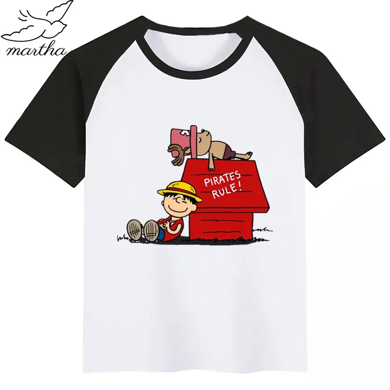 Забавная футболка с LUFFY для мальчиков и девочек детские топы рисунками Детская