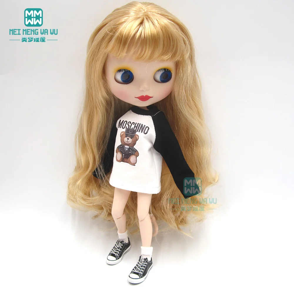 

Clothes for doll fit Blyth azone OB24 OB27 1/6 doll accessroies fashion Casual Bear t-shirt, sweatshirt