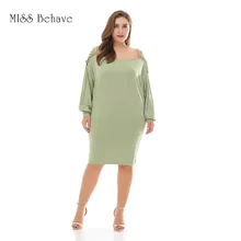 Платье большого размера в европейском и американском стиле, весенне-летнее Новое Стильное трикотажное платье с длинными рукавами для похудения