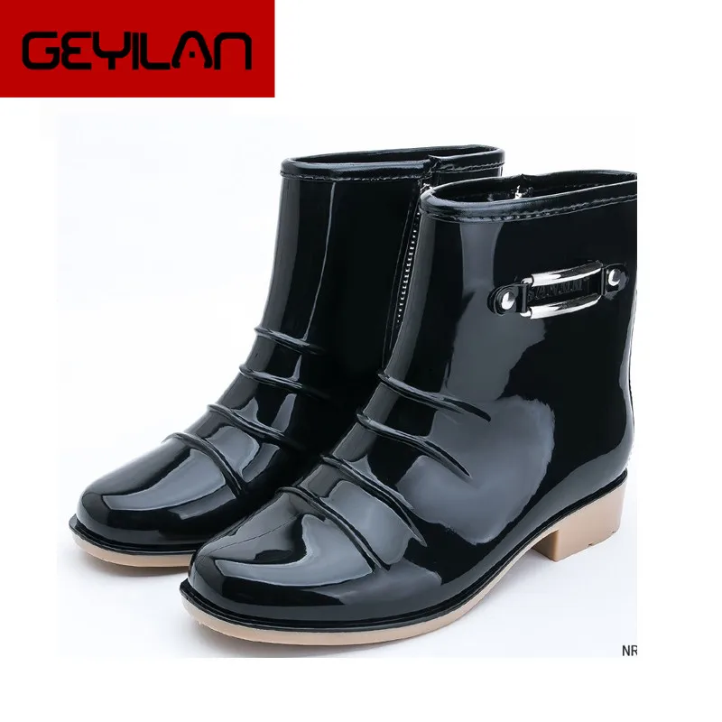 

British style rain boots men 2016 summer fashion zipper short boots 39-44 plus size water shoes male waterproof