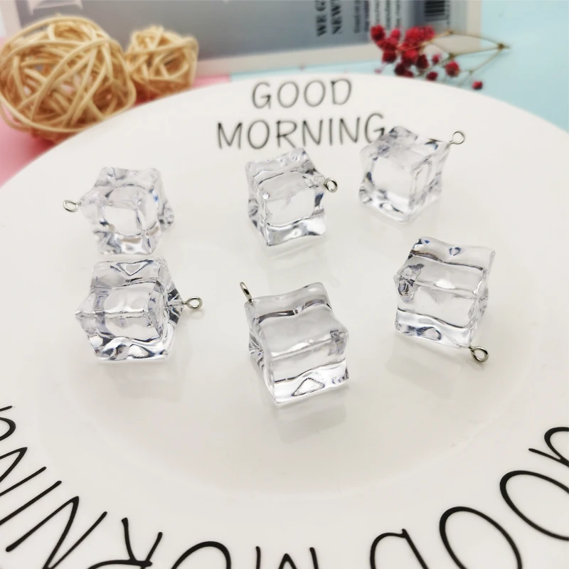 

10pcs 3D Ice Cube Resin Charms DIY Jewelry Earring Pendants Cool Transparent Ice Charms Keychain Decoration Floating Craft YZ719