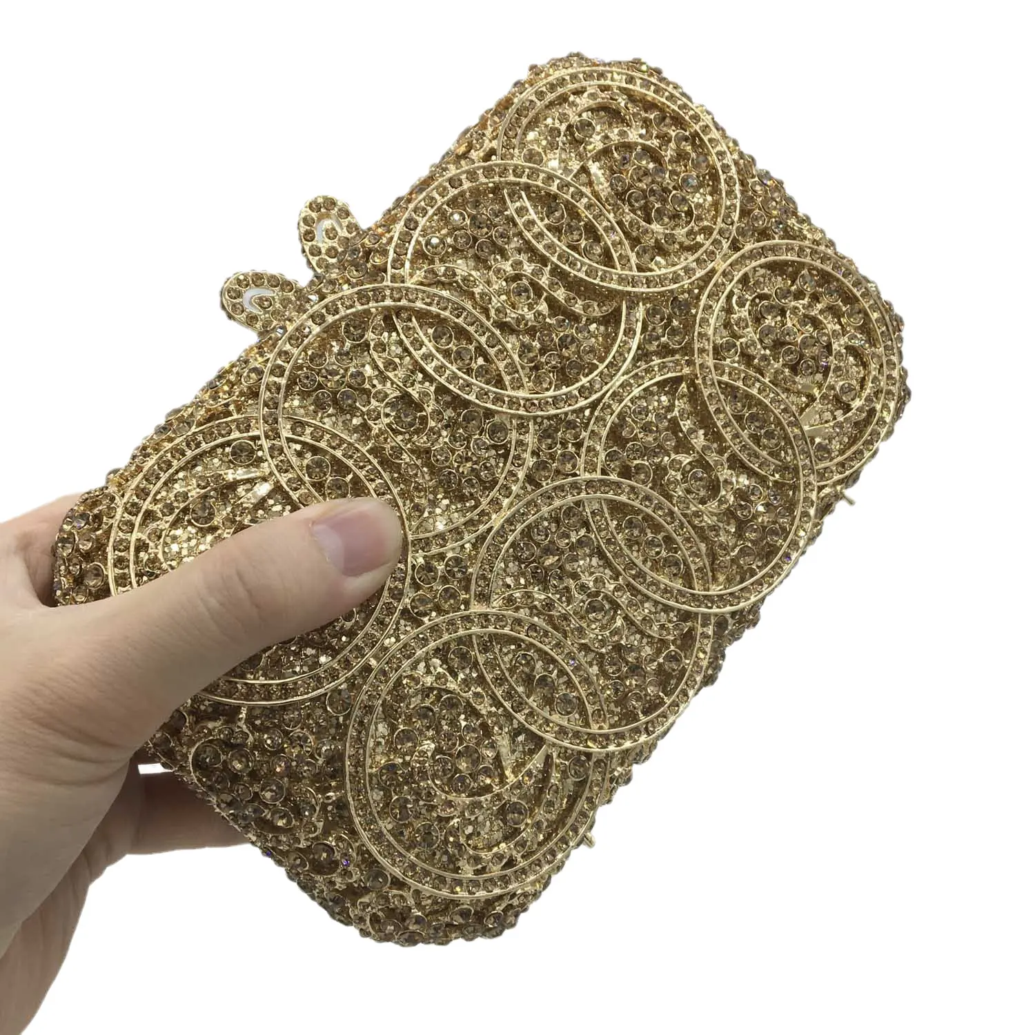 Boutique De FGG "Acht Rundschreiben" Frauen Gold Abend Taschen und Kupplungen Hochzeit Party Cocktail Kristall Kupplung Handtaschen und geldbörsen – Detail 7