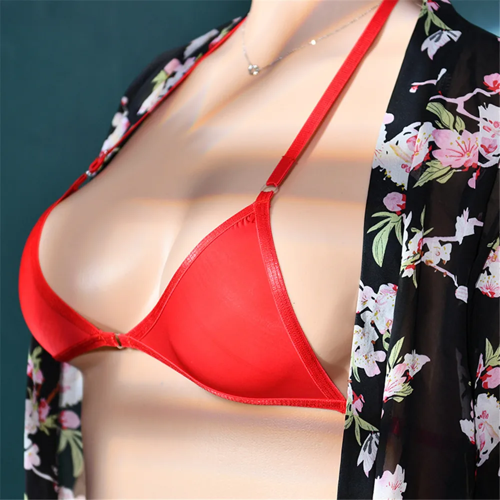 912 Pin Shiny Sexy Bra Sheer See Through Sleepwear Night Bra Adjustable Straps Halter Unlined Wireless Brassiere Bikini Tops