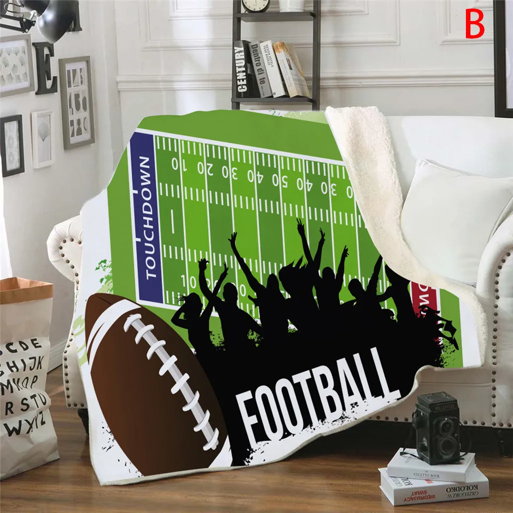 Двойной толстый коврик для домашнего декора в спортивном футболе, ковер для гостиной, спальни, кухонный коврик, одеяла для кровати, зима