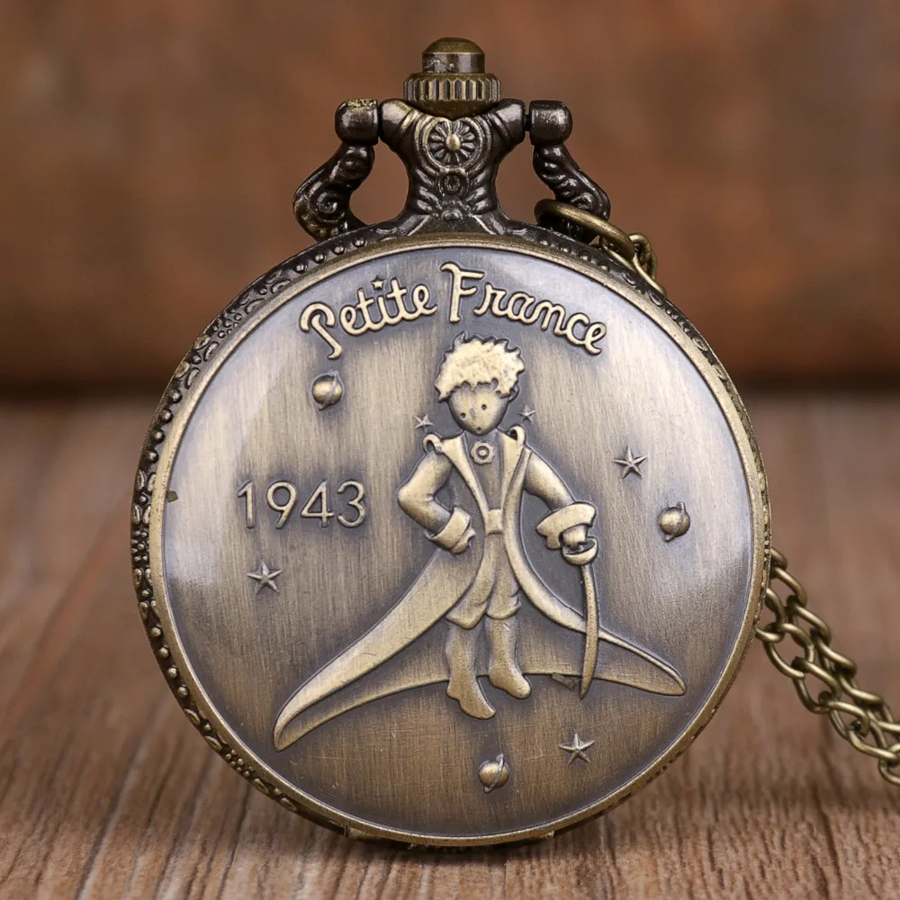 Metal Case Little Prince Pocket Watches Fashion Piccolo Principe Classic Alloy Quartz Pocket Watches Chain for Boys Children