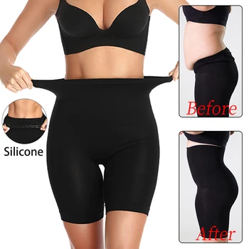 

Waist Slimmer Curve Shaper High Waist Tummy Control Panties With Silicone Body Women Thigh Corset Plus Size S-5XL