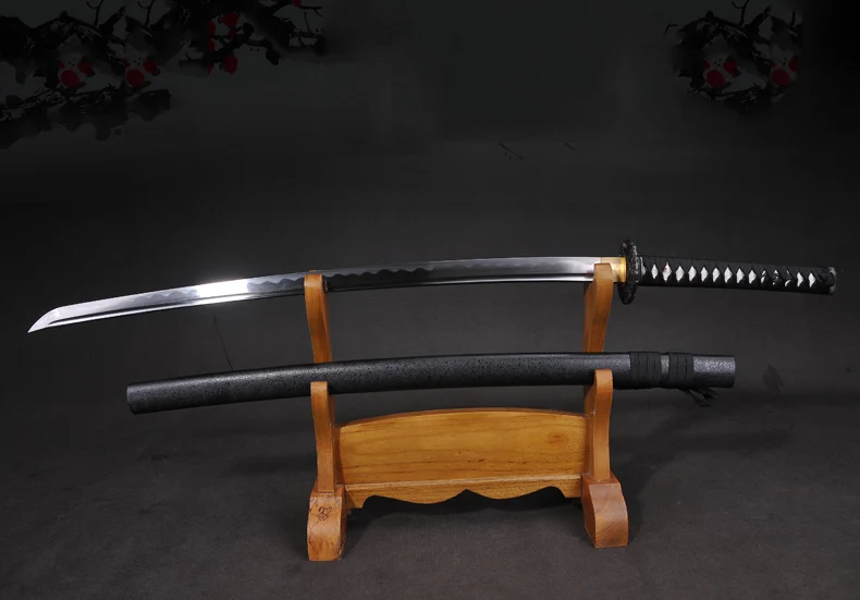 Katana sword 1045 carbon steel blade handmade samurai sharp edge japanese style knife wooden scabbard 41inch