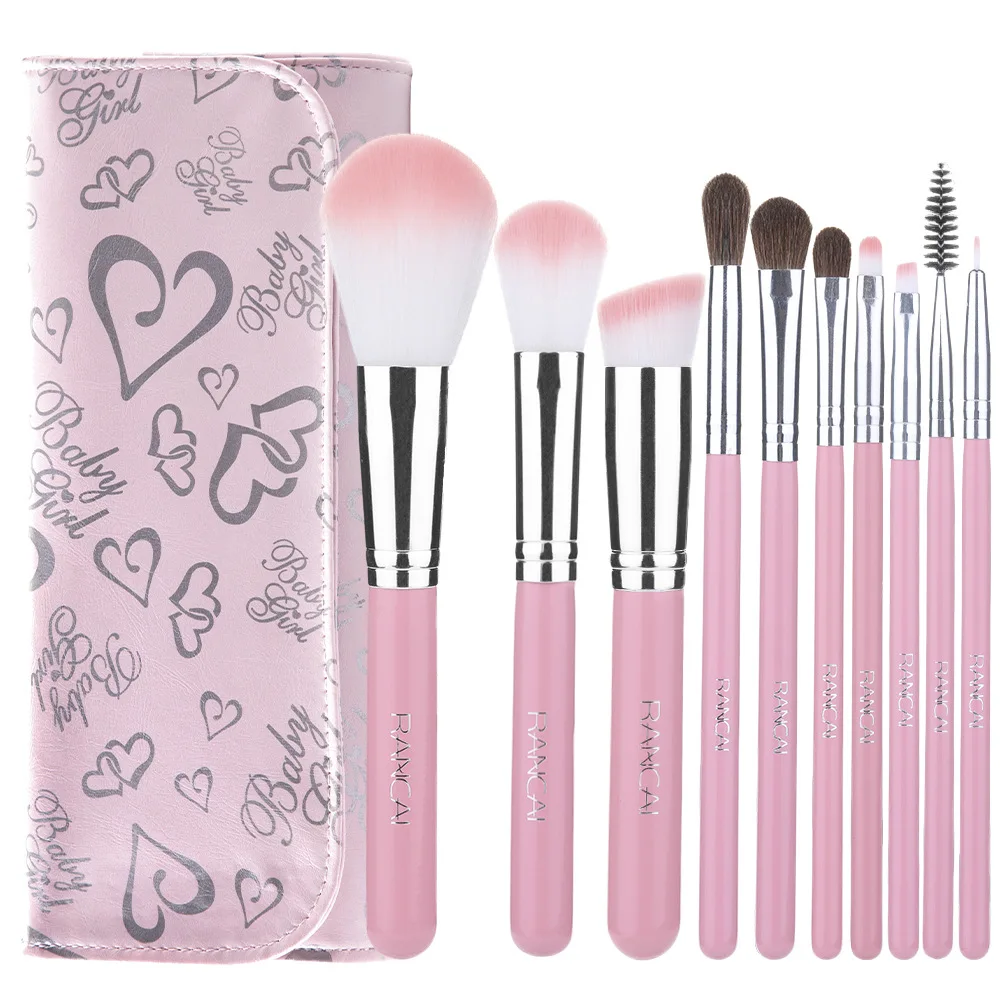 

Hot 10pcs Makeup Brushes Set Cosmetic Foundation Make Up Brush Kit High Quality Eye Shadow Face Powder Applicator