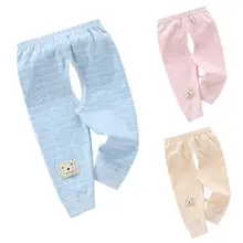 Штаны с индивидуальным принтом для новорожденных мальчиков и девочек, удобные хлопковые теплые штаны с открытым шаговым швом и рисунком, повседневные осенние штаны для отдыха