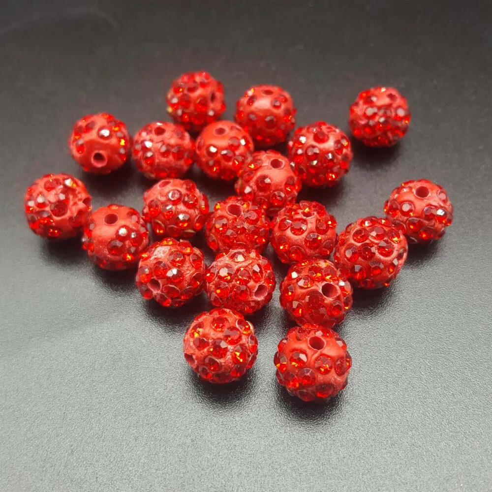 red QIBU 20 шт 10 мм Стразы, круглые бусины Шамбала, браслет, серьги, аксессуары для изготовления ювелирных изделий, товары для рукоделия - Цвет: red