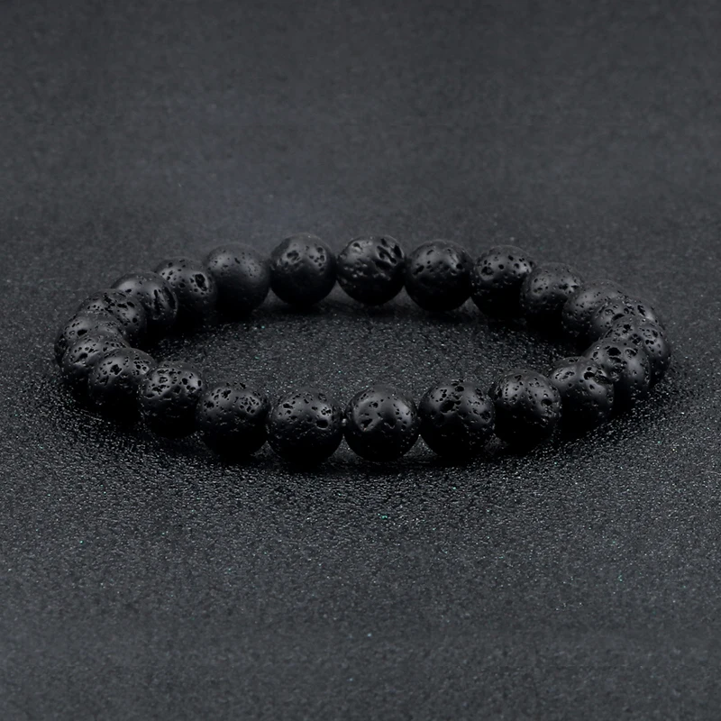 Volcanic Stone Bracelet 6mm 8mm 10mm Natural Volcanic Stone Beads Black Lava Men Aromatherapy Essential Oil Diffuser Bangle For Women
