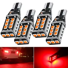 4x t15 w16w canbus nenhum erro 21smd 2835 led lâmpada da cauda do carro luz de freio auto reversa lâmpada piscas de volta vermelho branco amarelo laranja 12v