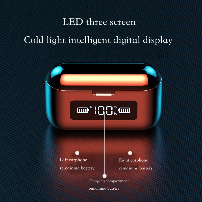 2020 New Bluetooth Earphone Wireless Headphone LED Display Charging Box 2200mAh TWS Sports Waterproof Earphones Headset Earbuds