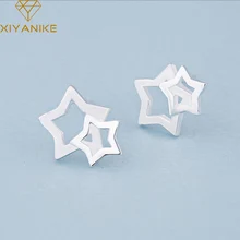 XIYANIKE 925 стерлингового серебра Горячая полые пятиконечные звезды серьги гвоздики для женщин дизайн Творческие маленькие серьги ювелирные изделия