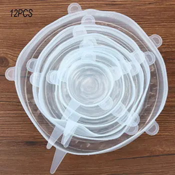 

6Pcs Kitchen Universal Accessories Silicone Reusable Food Wrap Bowl Pot Cover Silicone Stretch Lids Cooking Cookware Tools