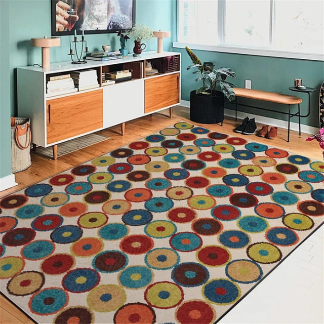 Vintage Abstract Water Color Multicolor Circle Pattern Carpet Carpets For Living Room Bedroom Rugs Non-slip And Anti-wrinkle 2