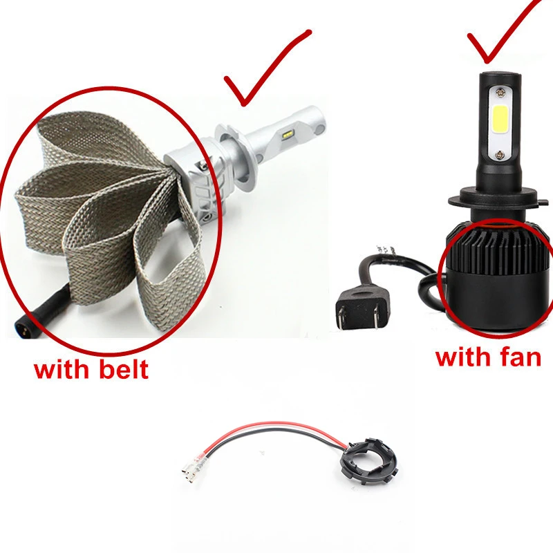 

Rockeybright 8 * Автомобильный H7 светодиодный держатель лампы для фар адаптер для Volkswagen Golf 7/Passat/GIT H7 светодиодный налобный фонарь Цоколь