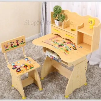 

Learning Table Suit Children Desk Bookcase Put Male Girl Student Desk Multi-functional Can Lift
