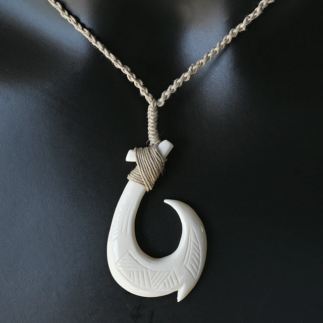 Fish Hook Necklace Bone