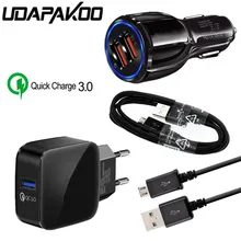 Штепсельная Вилка европейского стандарта QC 3,0 Быстрая зарядка usb Зарядное устройство Автомобильный адаптер с разъемом микро-usb 1 м провода для samsung S7 j4 j6 j3 j5 j7 Redmi 7 5 6 Doogee Oukitel