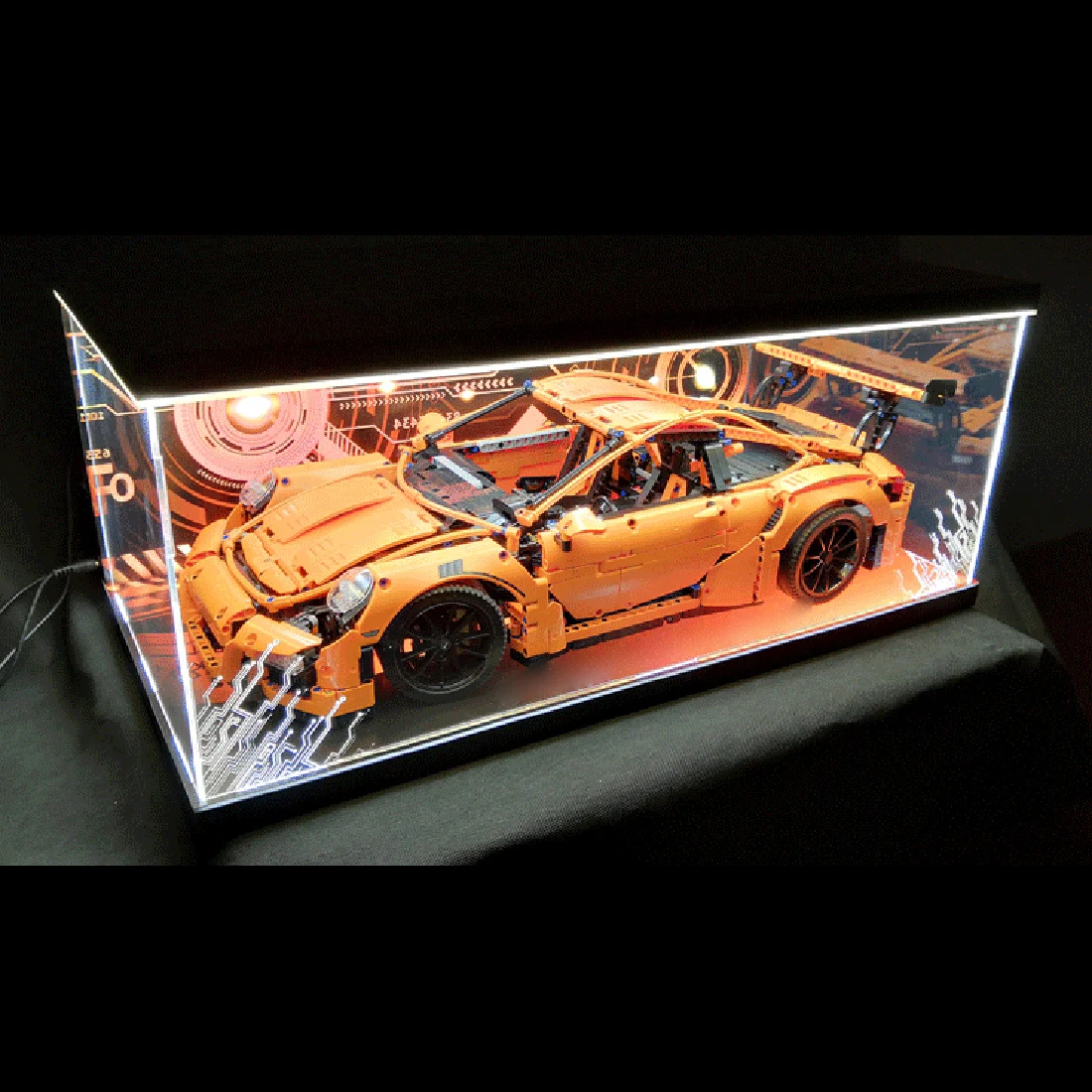 Строительный Блок акриловый пылезащитный Дисплей Коробка для 911 GT3 RS 42056(только коробка дисплея, без комплекта)-3 огни перезаряжаемый