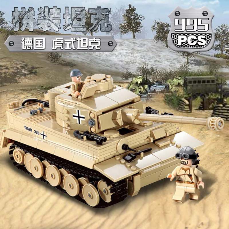 

KAZI Building Blocks Military Series 82011 Germany Armored Tiger-type World War II Tank Educational DIY Assembled Building Block