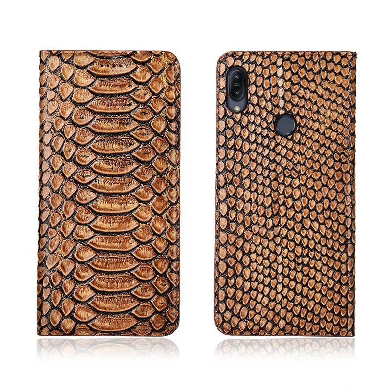  Python pattern genuine leather flip cover card slot holder for Asus Zenfone Max M2 ZB633KL/Zenfone 