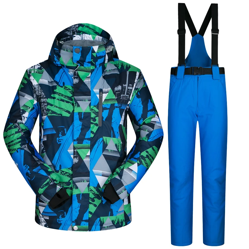 30 градусов мужской лыжный костюм лыжный сноуборд куртка брюки ветрозащитная водонепроницаемая верхняя спортивная одежда зимняя одежда брюки мужской костюм - Цвет: Color 15