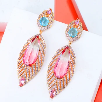 

GODKI Vintage Royal Pattern Dangle Earrings For Women Wedding Cubic Zirconia CZ Crystal Sparkling Naija Dance Party Earring 2020
