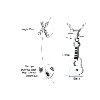 

RUIYI stainless steel necklace hot sell man woman 42mm big Guitar rose silver color Bullet lover gift women Korea style