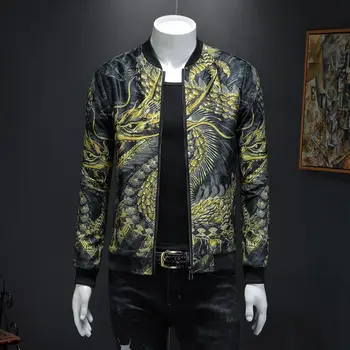 

Jaqueta Masculina Streetwear Dragon Print Vintage Jacket Mens Jackets Vintage Bomber Jacket Chinese Style Hip Hop Bomber Jacket