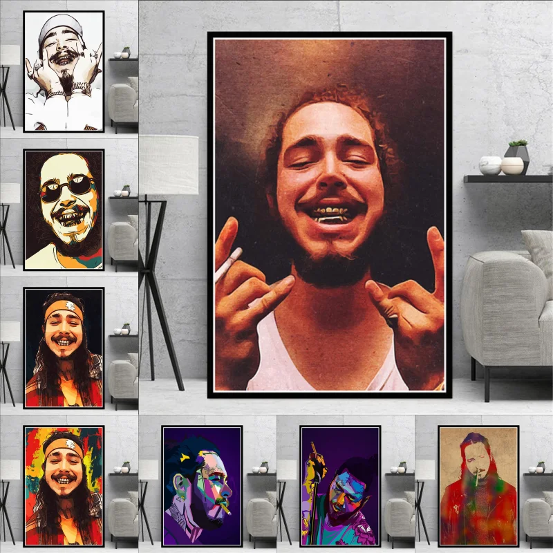 Новый художественный постер Post Malone в стиле хип хоп музыкальный певец звезда и принты холст настенные