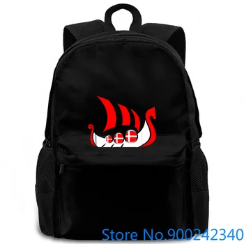 

Denmark Viking Ship Danish Flag Dragon Boat Black women men backpack laptop travel school adult student