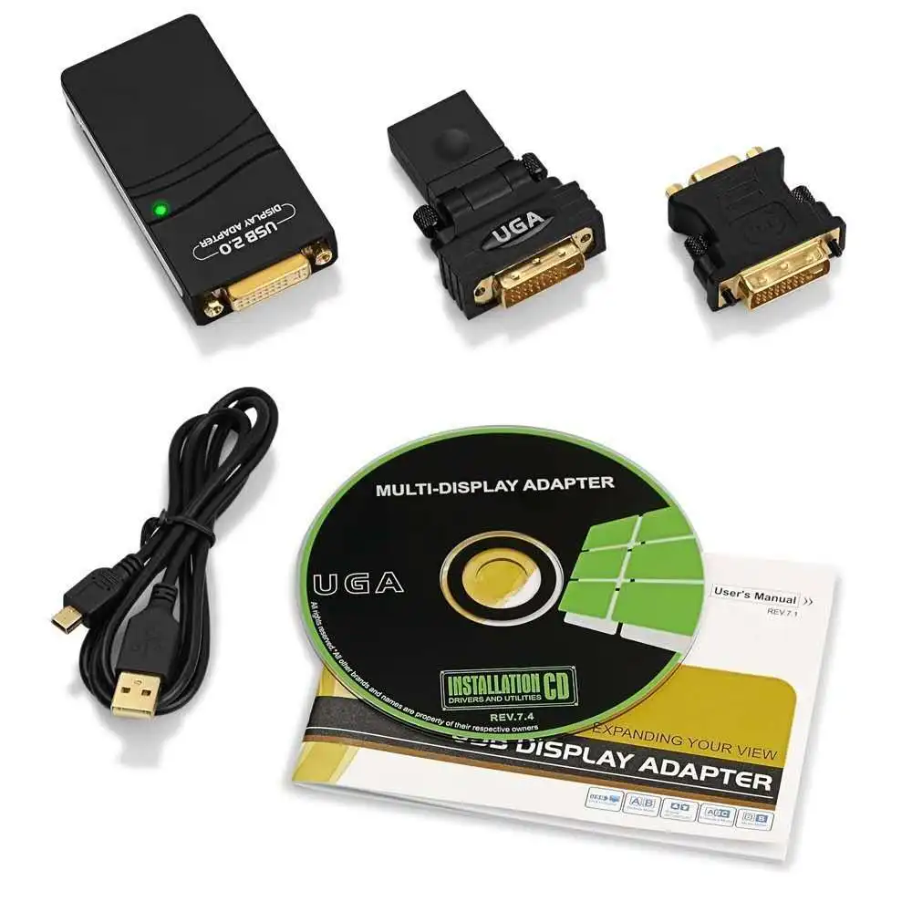

USB to DVI/VGA/HDMI multi-screen expansion external graphics card HD 1080P graphics card splitter computer conversion