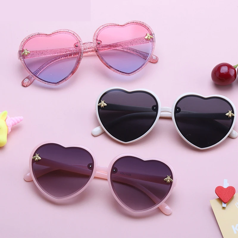 con protección UV400 Gafas de sol de plástico con forma de corazón para niños y niñas lentes de sol de color rosa con diseño de corazón de amor 1 unidad 