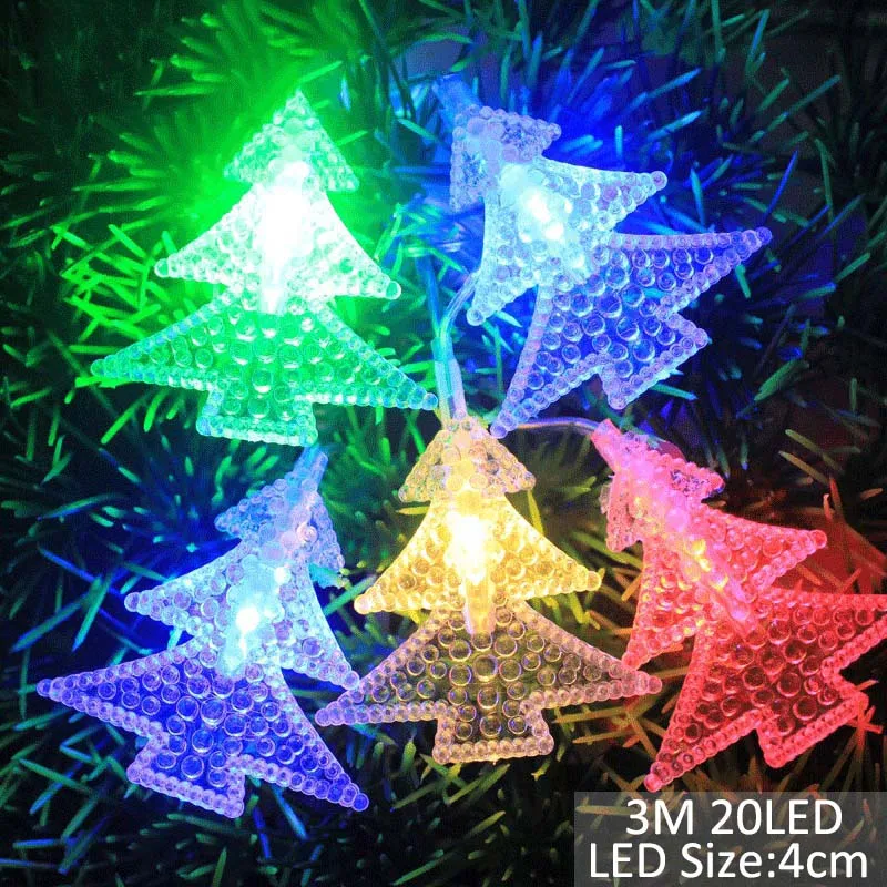 3m 20led tree 3M, 20 светодиодов, снежинки, гирлянда, сказочные огни на батарейках, подвесные елочные украшения, веселое Рождественское украшение для дома, год - Цвет: 3m 20led tree