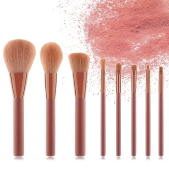 

8pcs Orange Makeup Brush Set Foundation Loose Powder Brush Eyeshadow Lip Brush Cosmetic Brush Kit 2020