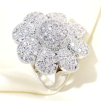 

Wedding Party Fashion Plant Flower Pave Cubic Zirconia Rings for Women Dubai Jewelry Gift Dropshipping