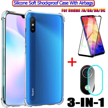 Перейти на Алиэкспресс и купить airbag чехол + стекло для Xiaomi Redmi 9 A 9C 7A glass case Redmi9 Xaomi Redmi8A мягкий чехол на редми 9А чехол редми 7 а чехлы редми7а стекло на редми 8 а ксиоми редми 9c че...