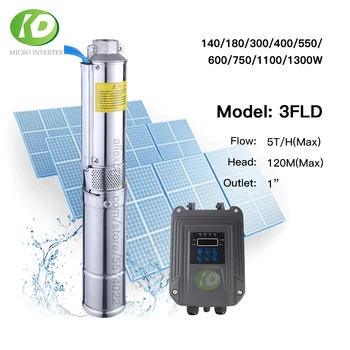 

3Inch FLD Series DC 24V 140W Deep Well Solar Water Pump Brushless Stainless Steel 2.5 Flow Max 15M Head For Agriculture