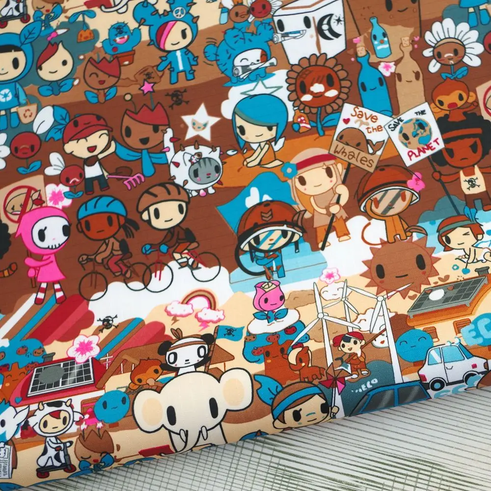 PVC coated waterproof fabric - Cartoon elephant baby car brown (WF336) | Дом и сад