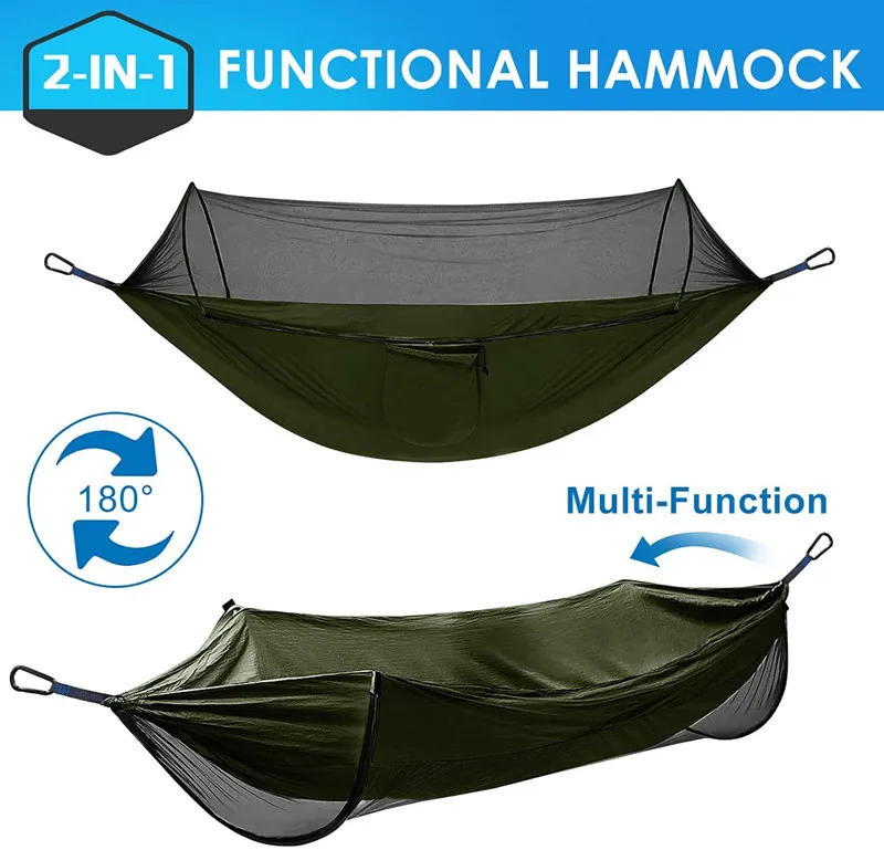 Camping Hammock with Automatic Pop-up Mosquito Net,Portable Oversized Double Hammock Swing Patio Furniture for Travel,Hiking