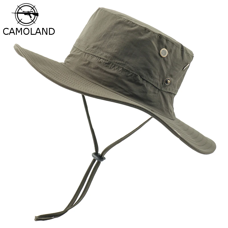 

CAMOLAND Waterproof Boonie Hat For Men Outdoor Fishing Hats Wide Brim UV Protection Beach Caps Women Breathable Sun Bucket Hat