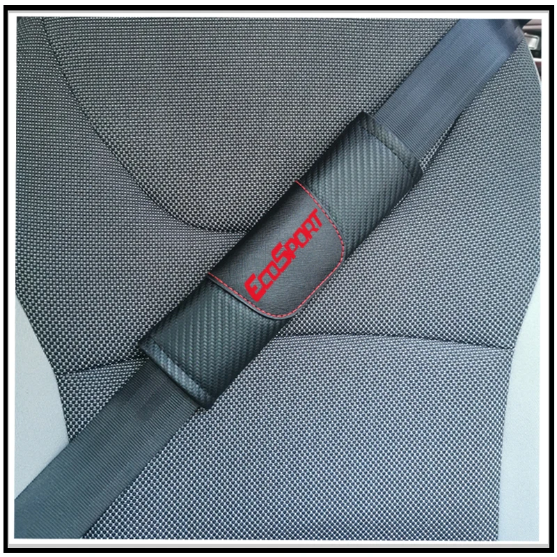 Для Ford Ecosport 2 шт. карбоновая кожа Накладка для ремня безопасности автомобиля Авто Ремень безопасности Наплечная накладка автомобиля Стайлинг автомобиля аксессуары