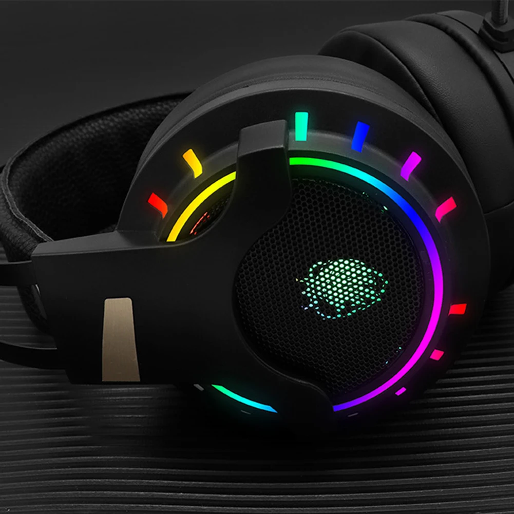 Игровая гарнитура 7 1 с объемным звуком проводные Игровые наушники RGB подсветкой и